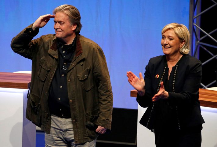 Steve Bannon, Marine Le Pen'in parti kongresinde (2018)