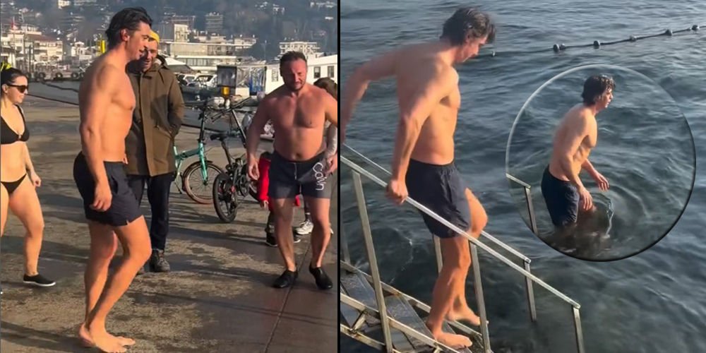 Bebek'te denize girdi!