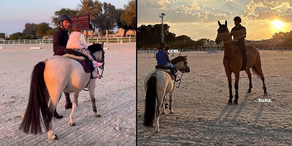 Baba ve oğul at bindiler