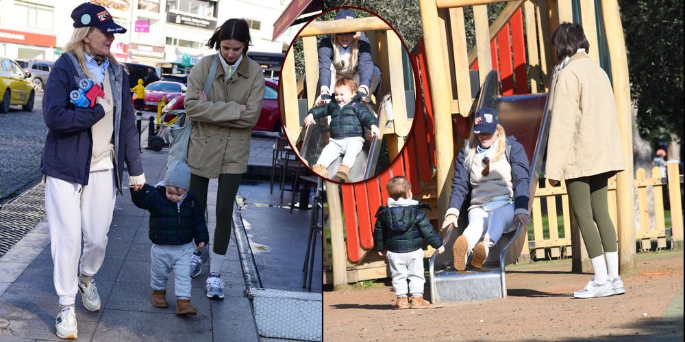 Torunuyla parkta eğlendi...