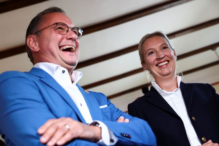 AfD'nin eş başkanları Tino Chrupalla ve Alice Weidel