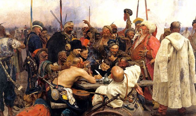 Rus ressam İlya Repin’in 1881’de yaptığı “Türk Sultanı’nın mektubuna cevap yazan Kazaklar” tablosu...