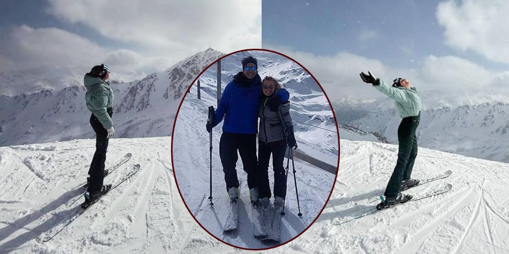 İsviçre'de kayak yaptı