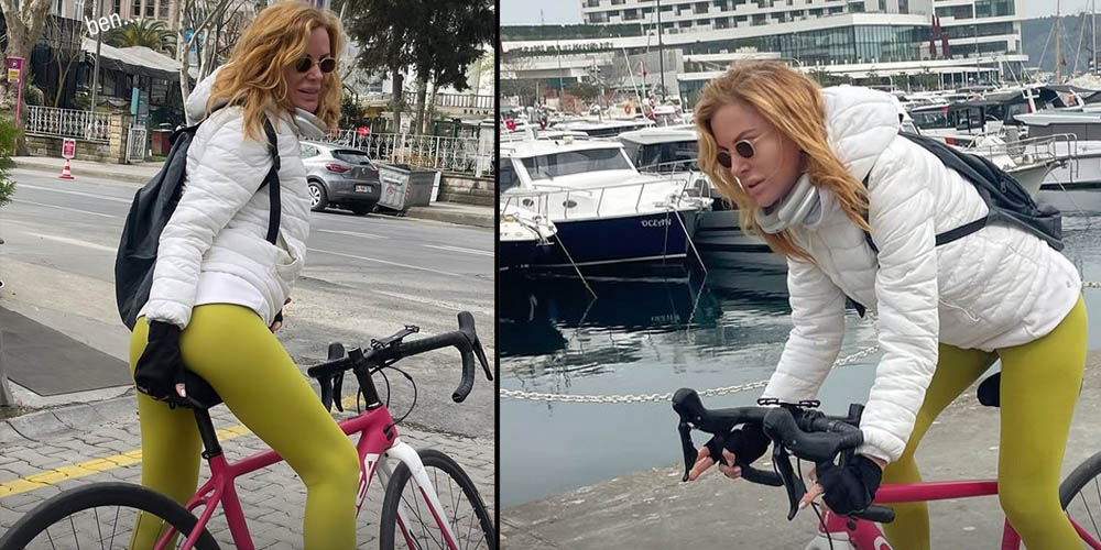 Tarabya'da bisiklet sürdü