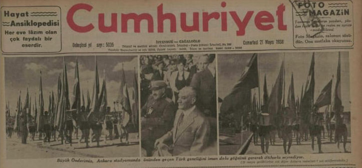 Gazi Mustafa Kemal Atatürk, 19 Mayıs kutlamalarını 1938'de son kez izlerken...