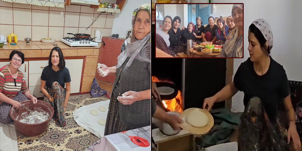 Köyde bazlama açtı