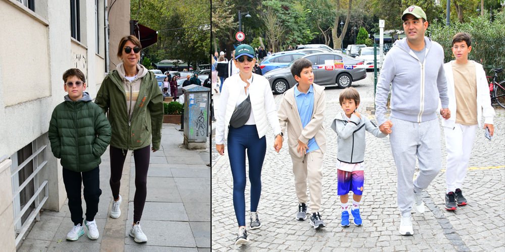 Çocuklarla caddeye çıktılar...