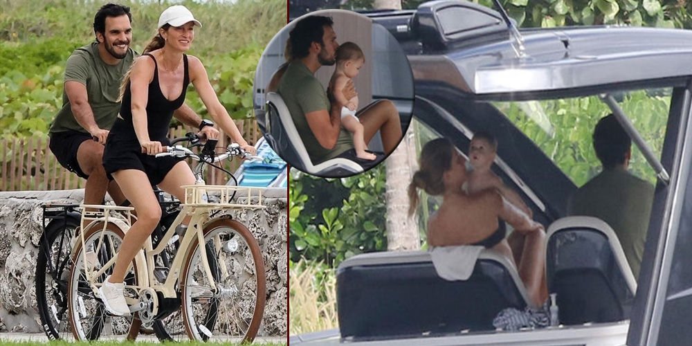 Bebeğiyle tekne turunda...