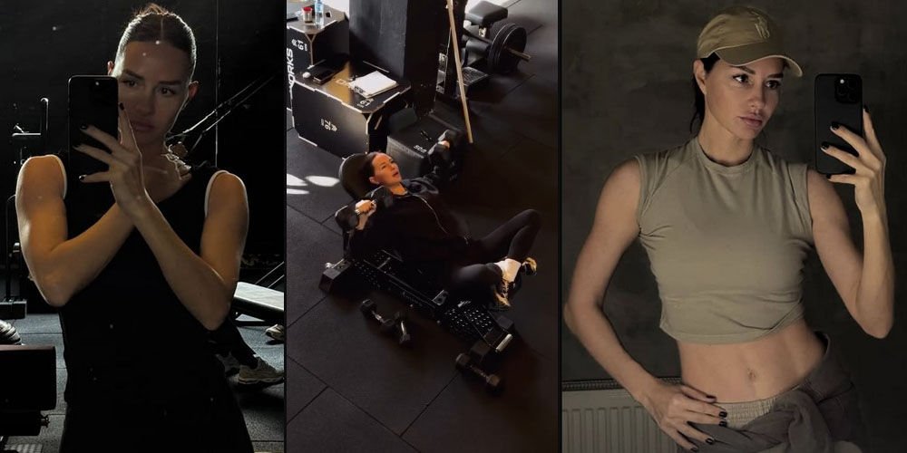 Ayna karşısında kaslarını gösterdi