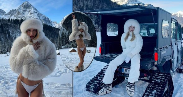 Karlar içinde poz verdi