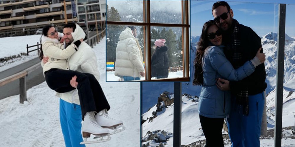 St. Moritz'de kayak yaptılar...