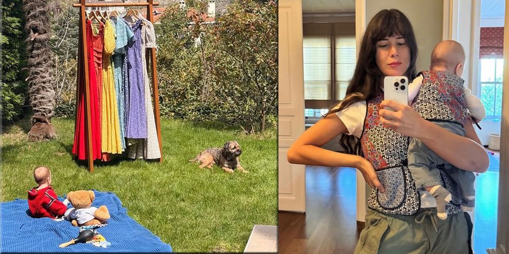 Bebeğiyle çekim yaptı