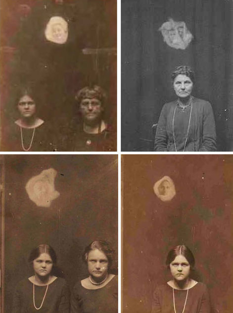 Avrupa’da 20. yüzyılın başlarında yapılan ruh celselerinde çıktığı söylenen ektoplazma görüntüleri.