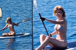 Deniz üstünde yoga yaptı