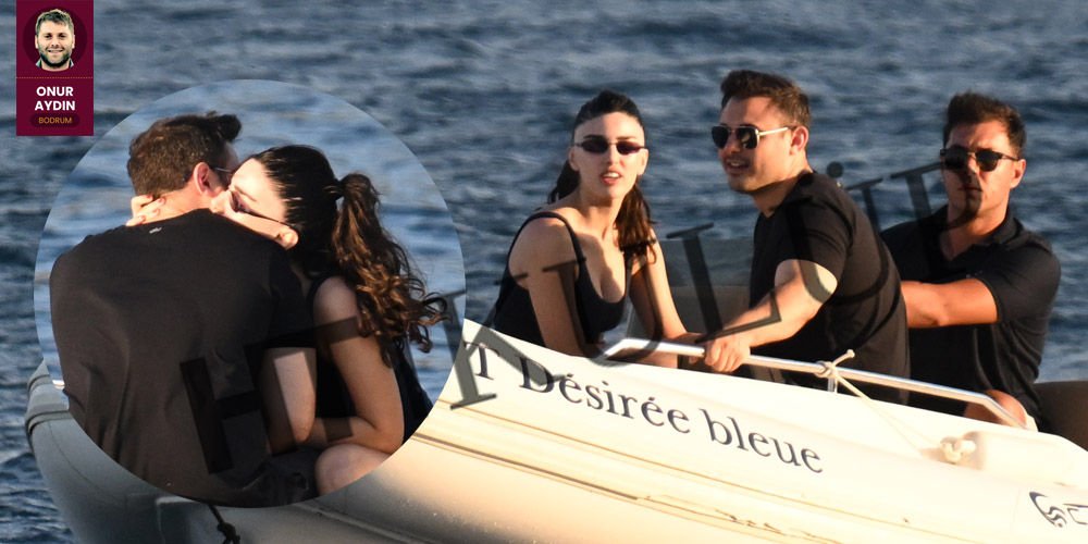 Sevgilisiyle Bodrum sularında...