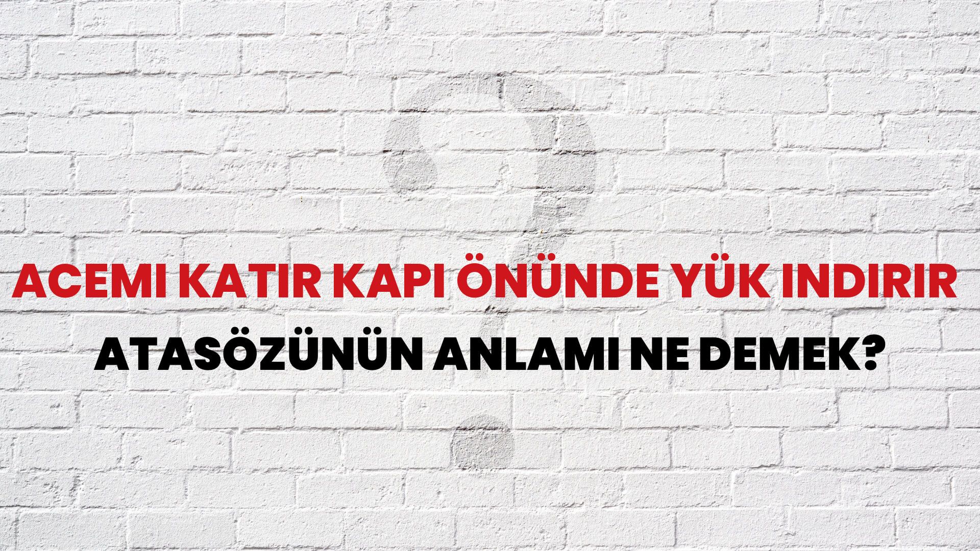 Acemi katır kapı önünde yük indirir Atasözünün Anlamı Ne Demek?