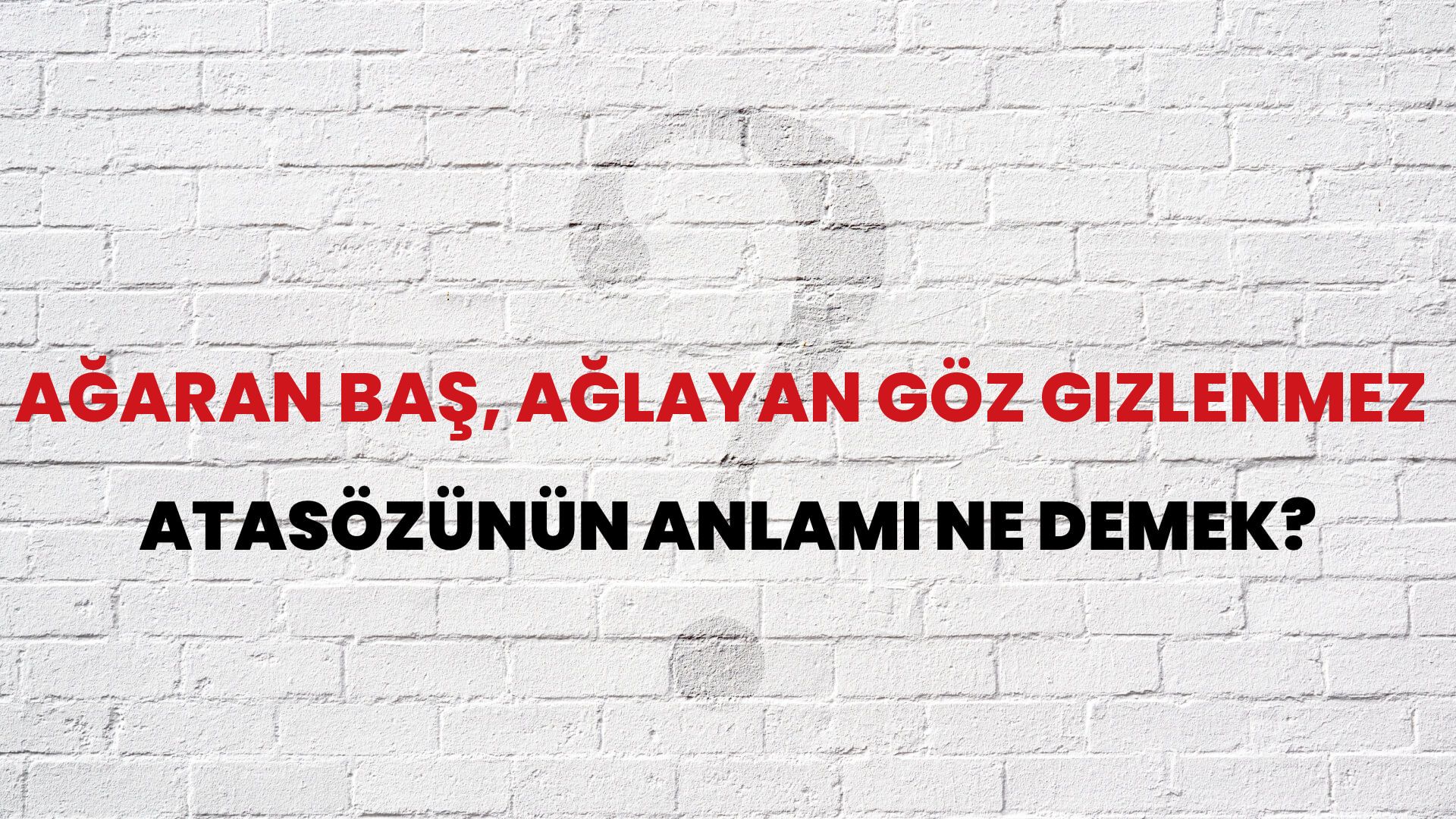 Ağaran baş, ağlayan göz gizlenmez Atasözünün Anlamı Ne Demek?
