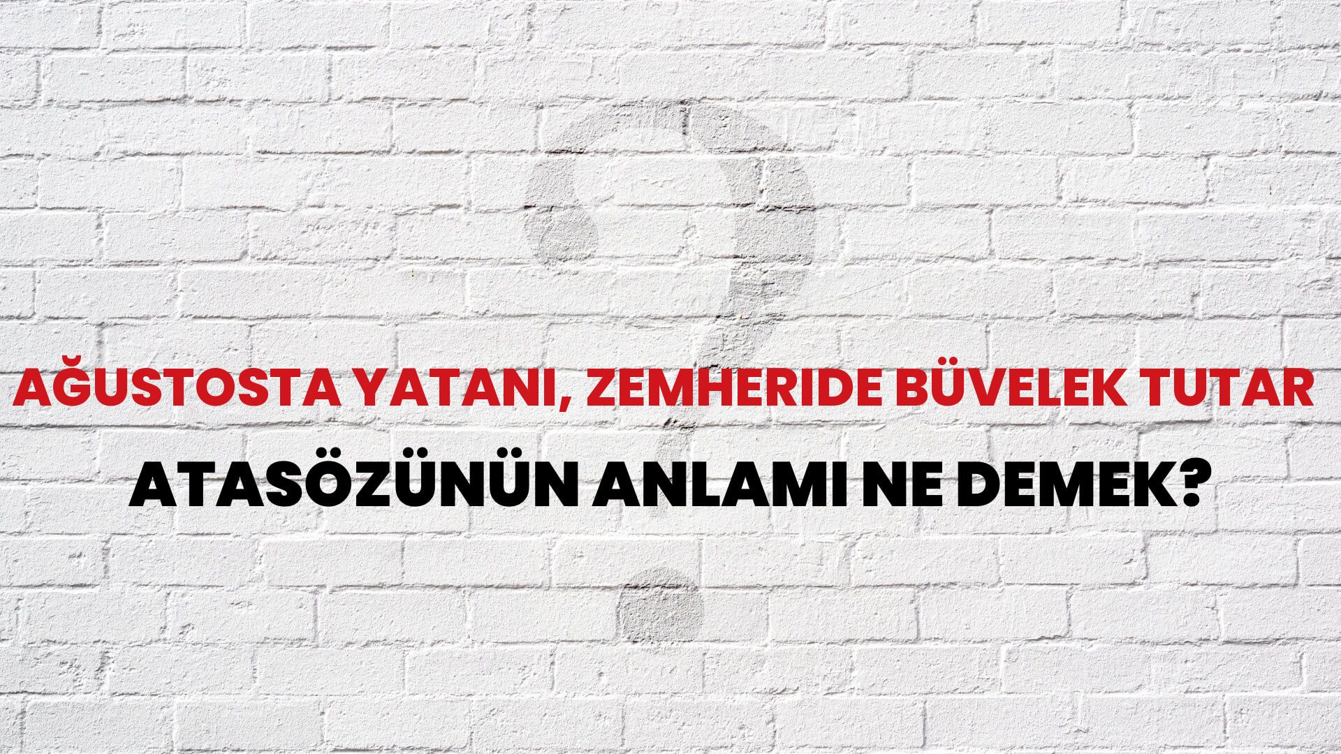 Ağustosta yatanı, zemheride büvelek tutar Atasözünün Anlamı Ne Demek?