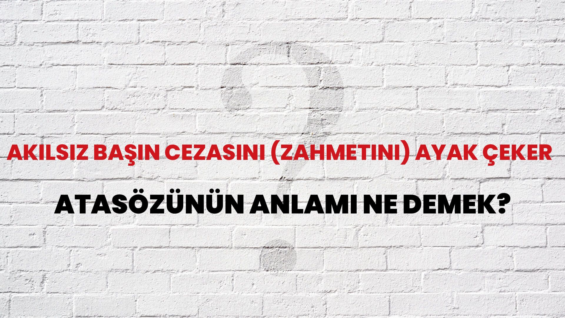 Akılsız başın cezasını (zahmetini) ayak çeker Atasözünün Anlamı Ne Demek?