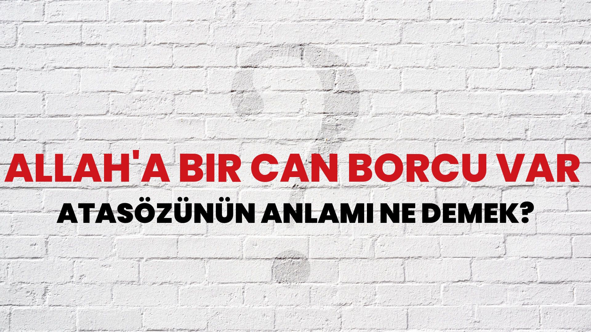 Allah'a bir can borcu var Atasözünün Anlamı Ne Demek?