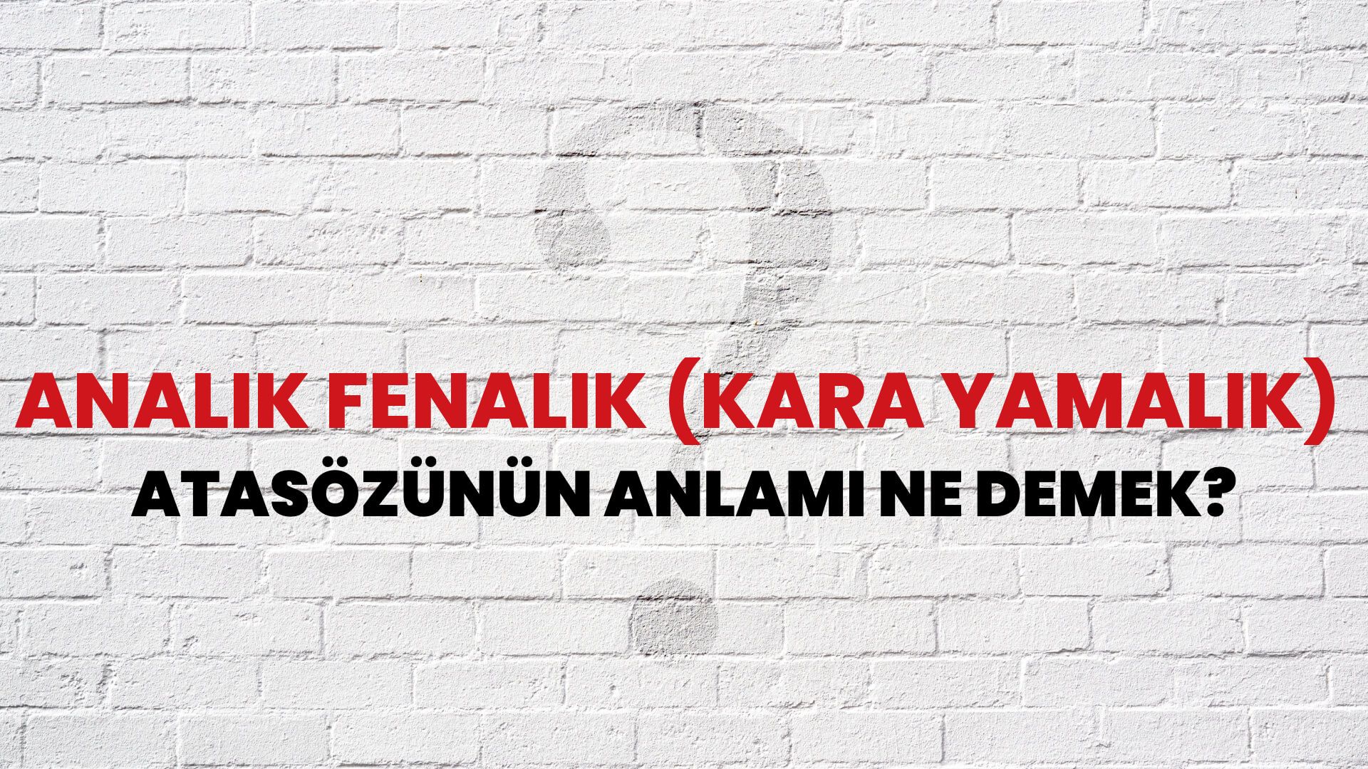 Analık fenalık (kara yamalık) Atasözünün Anlamı Ne Demek?
