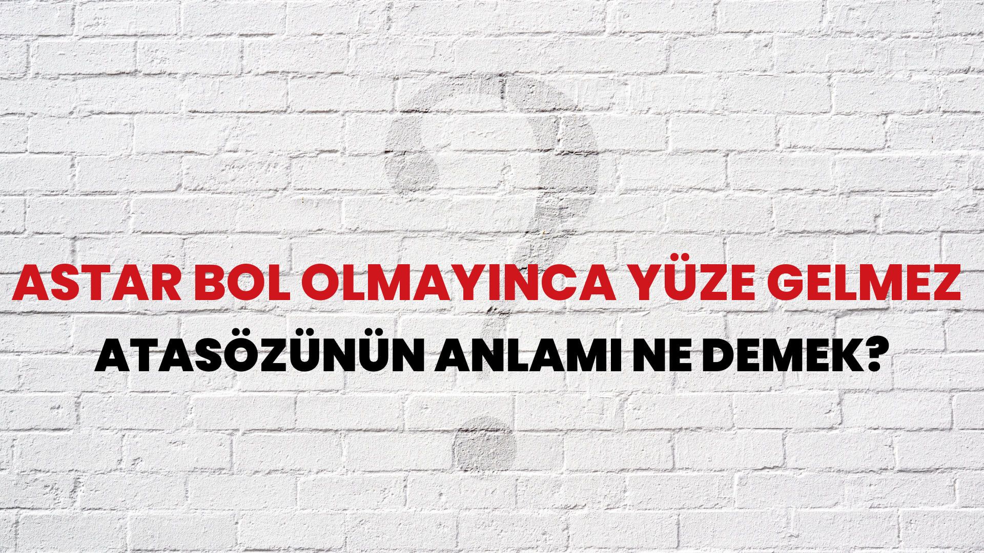 Astar bol olmayınca yüze gelmez Atasözünün Anlamı Ne Demek?