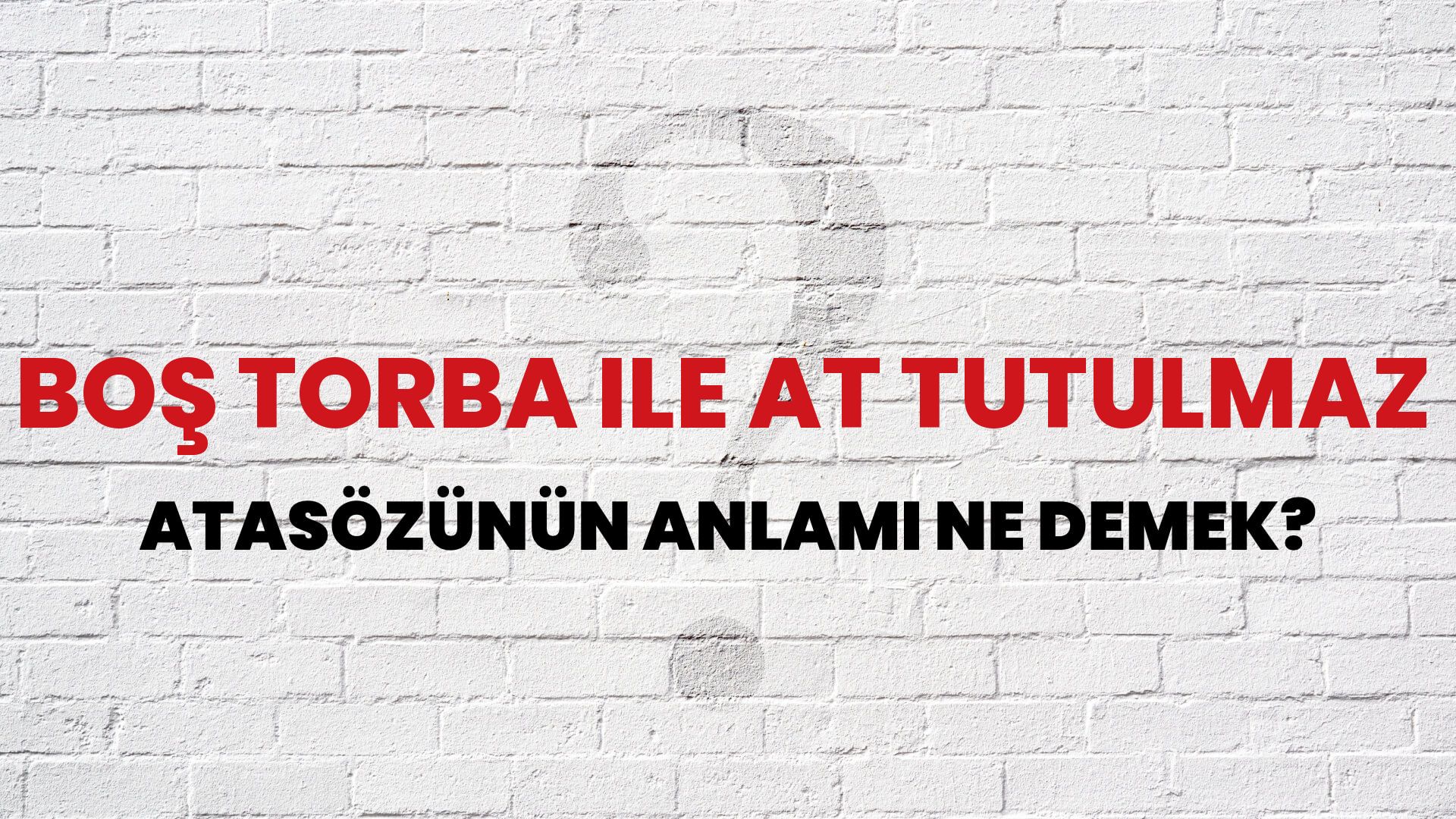 Boş torba ile at tutulmaz Atasözünün Anlamı Ne Demek?