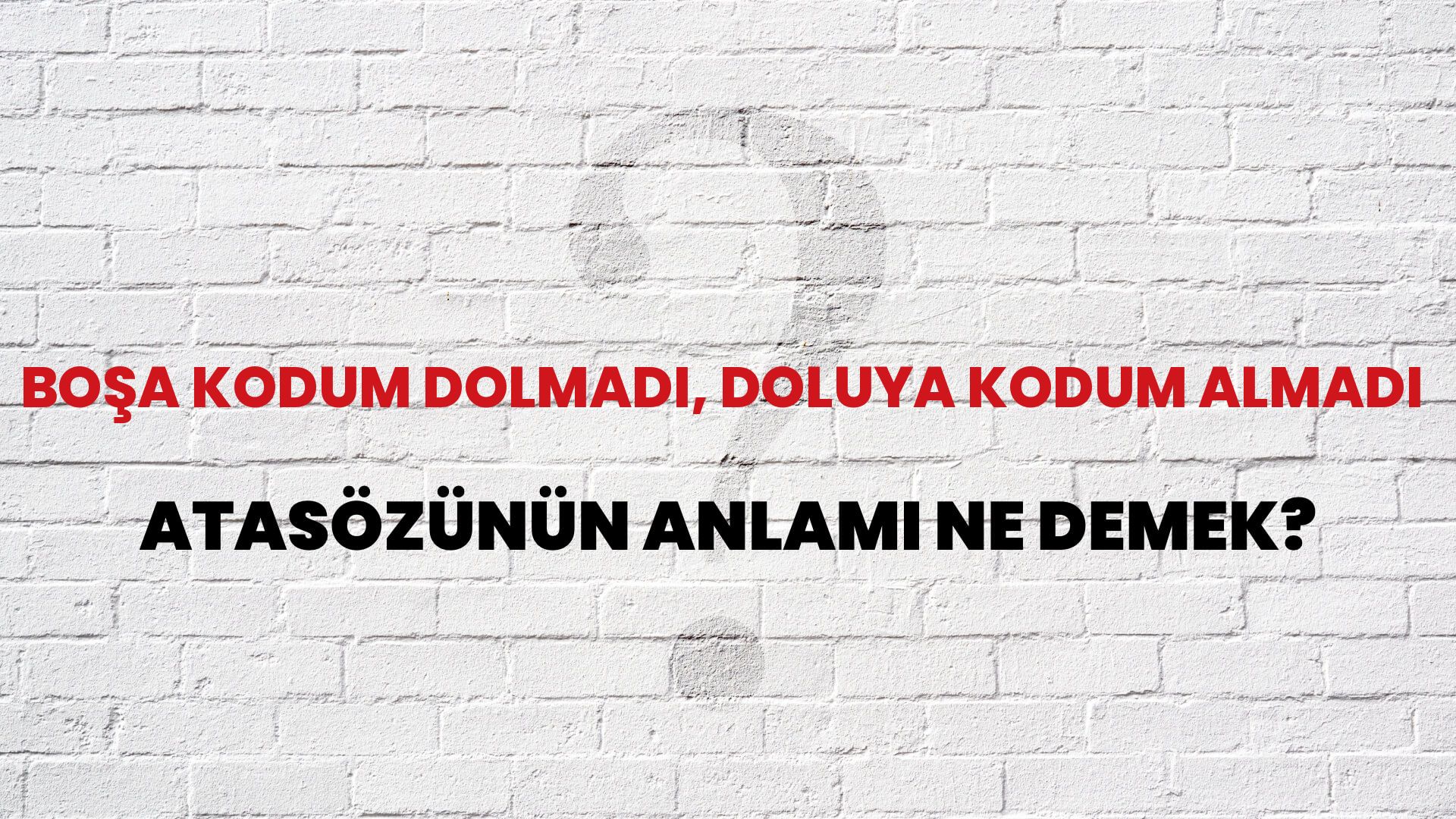 Boşa kodum dolmadı, doluya kodum almadı Atasözünün Anlamı Ne Demek?