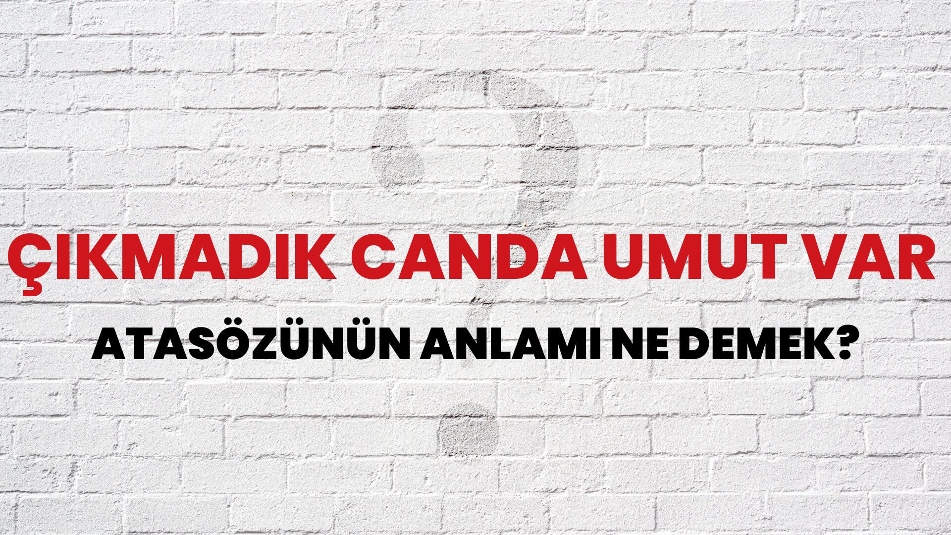 Çıkmadık canda umut var Atasözünün Anlamı Ne Demek?