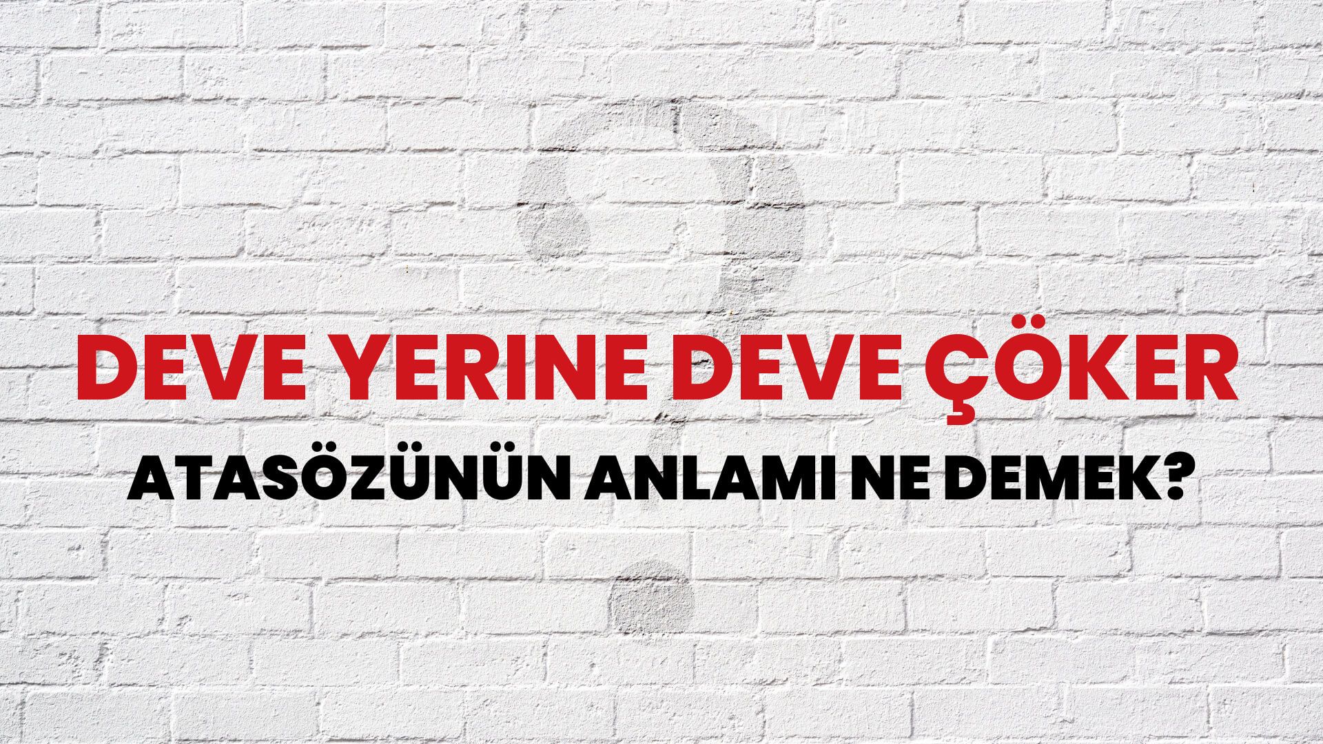 Deve yerine deve çöker Atasözünün Anlamı Ne Demek?