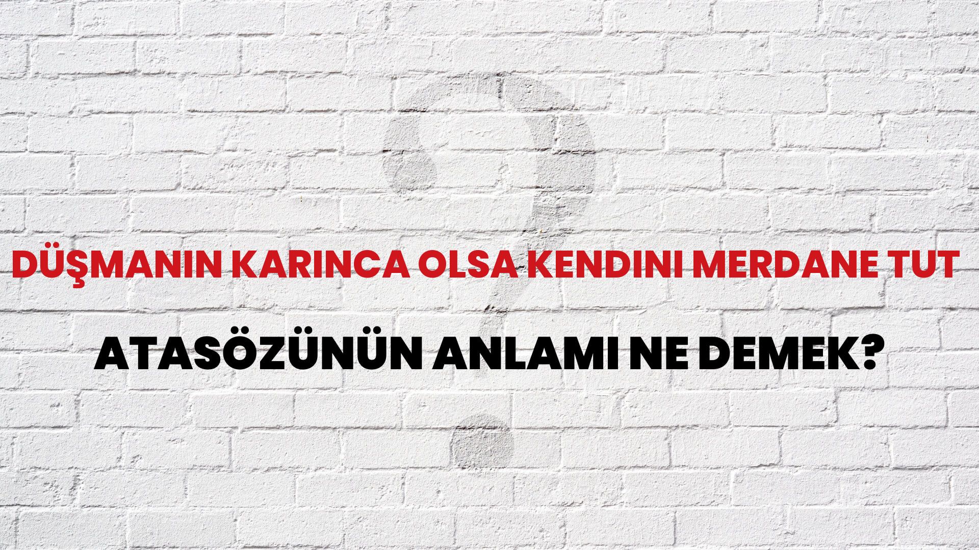 Düşmanın karınca olsa kendini merdane tut Atasözünün Anlamı Ne Demek?