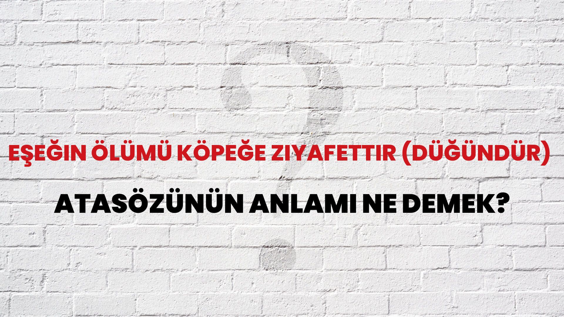 Eşeğin ölümü köpeğe ziyafettir (düğündür) Atasözünün Anlamı Ne Demek?