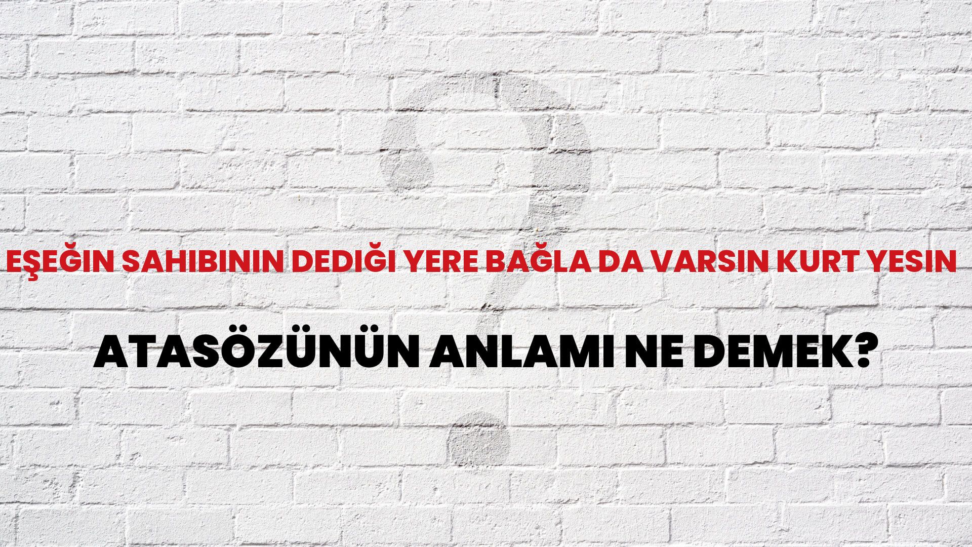 Eşeğin sahibinin dediği yere bağla da varsın kurt yesin Atasözünün Anlamı Ne Demek?