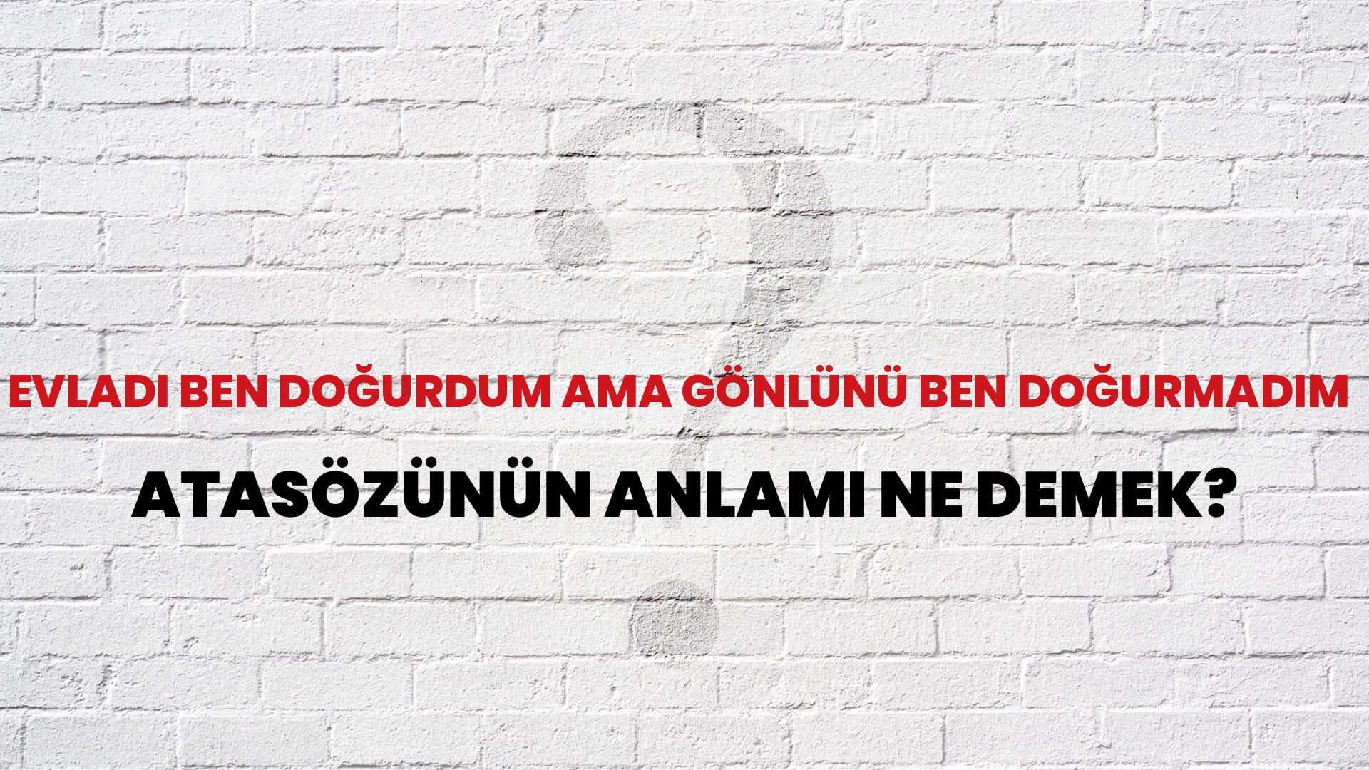 Evladı ben doğurdum ama gönlünü ben doğurmadım Atasözünün Anlamı Ne Demek?