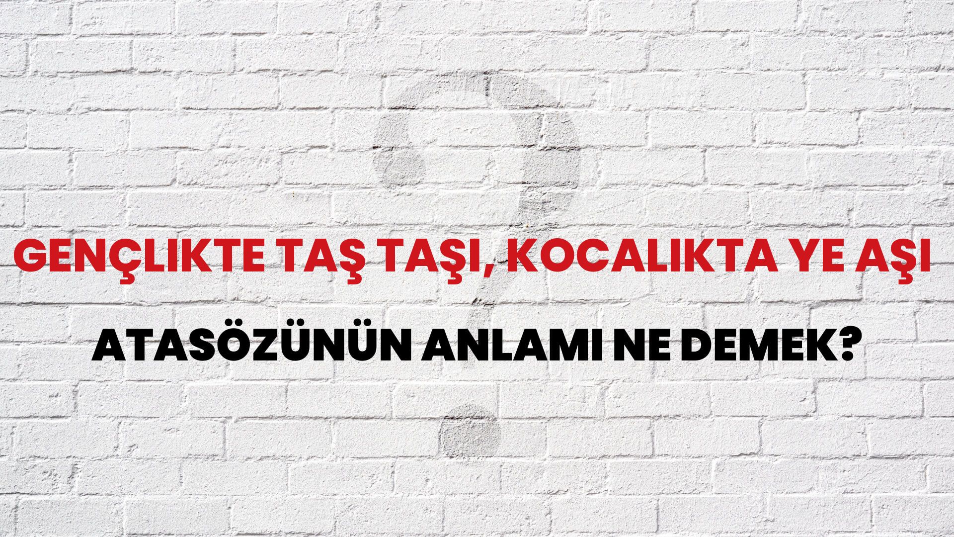 Gençlikte taş taşı, kocalıkta ye aşı Atasözünün Anlamı Ne Demek?
