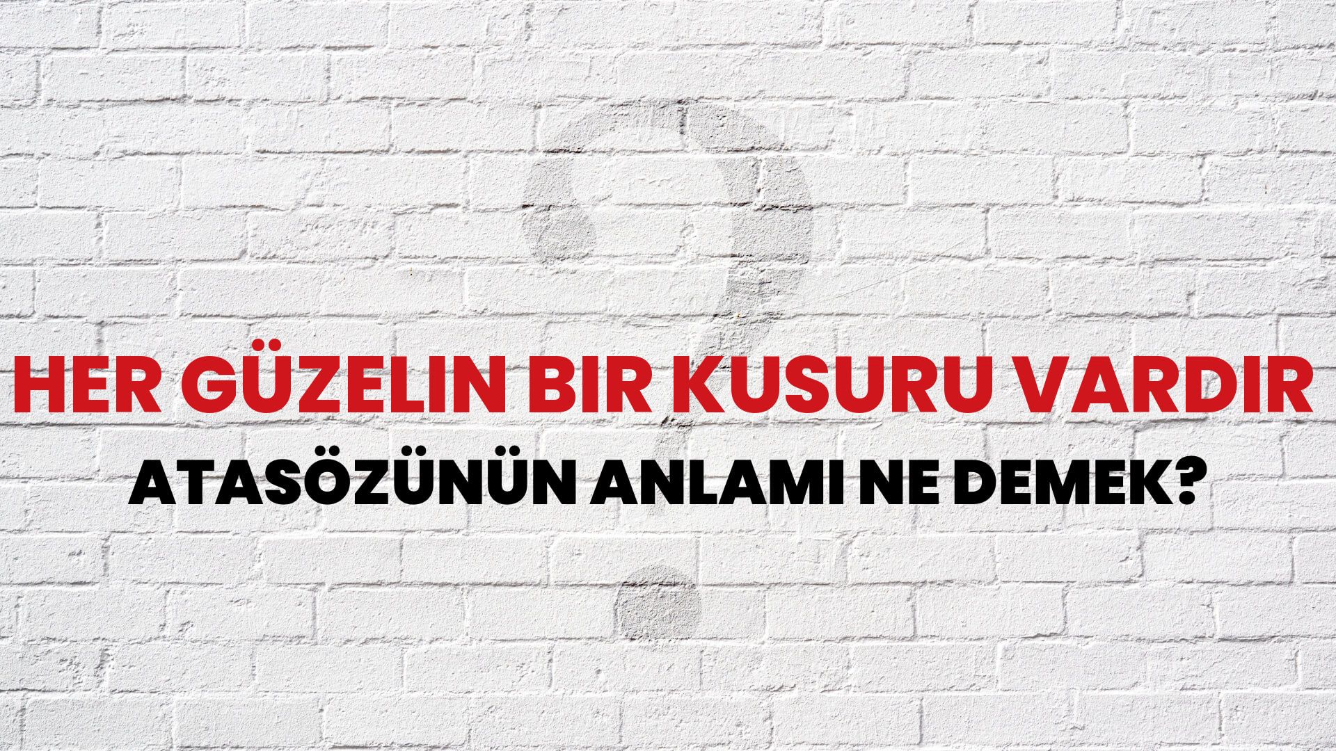Her güzelin bir kusuru vardır Atasözünün Anlamı Ne Demek?