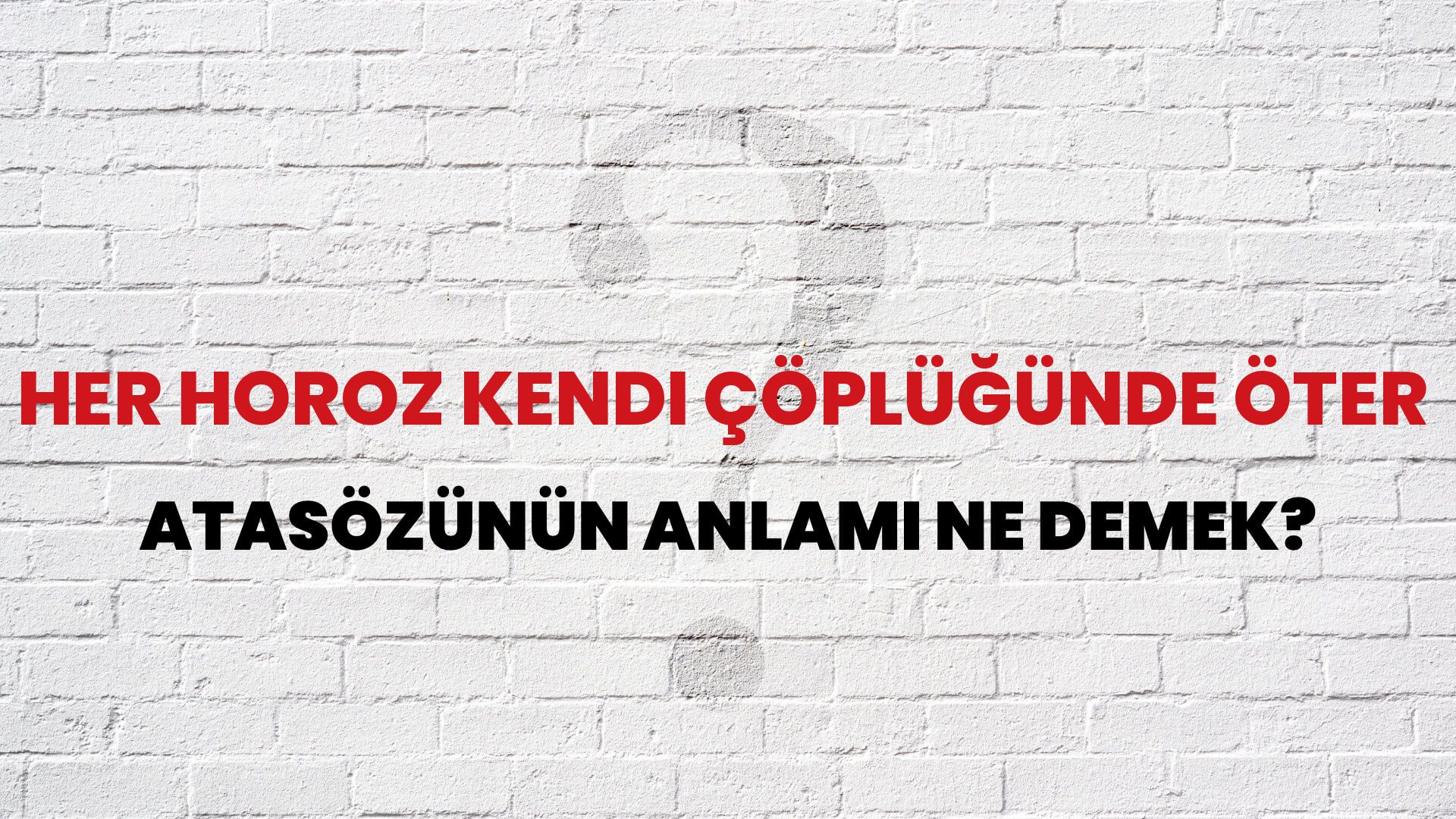 Her horoz kendi çöplüğünde öter Atasözünün Anlamı Ne Demek?