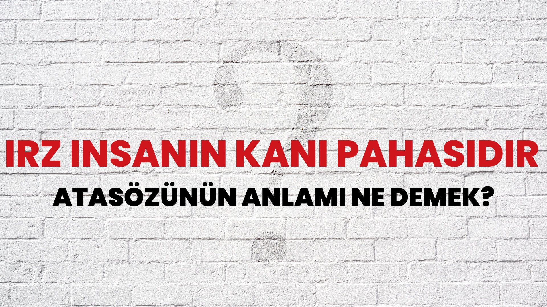 Irz insanın kanı pahasıdır Atasözünün Anlamı Ne Demek?