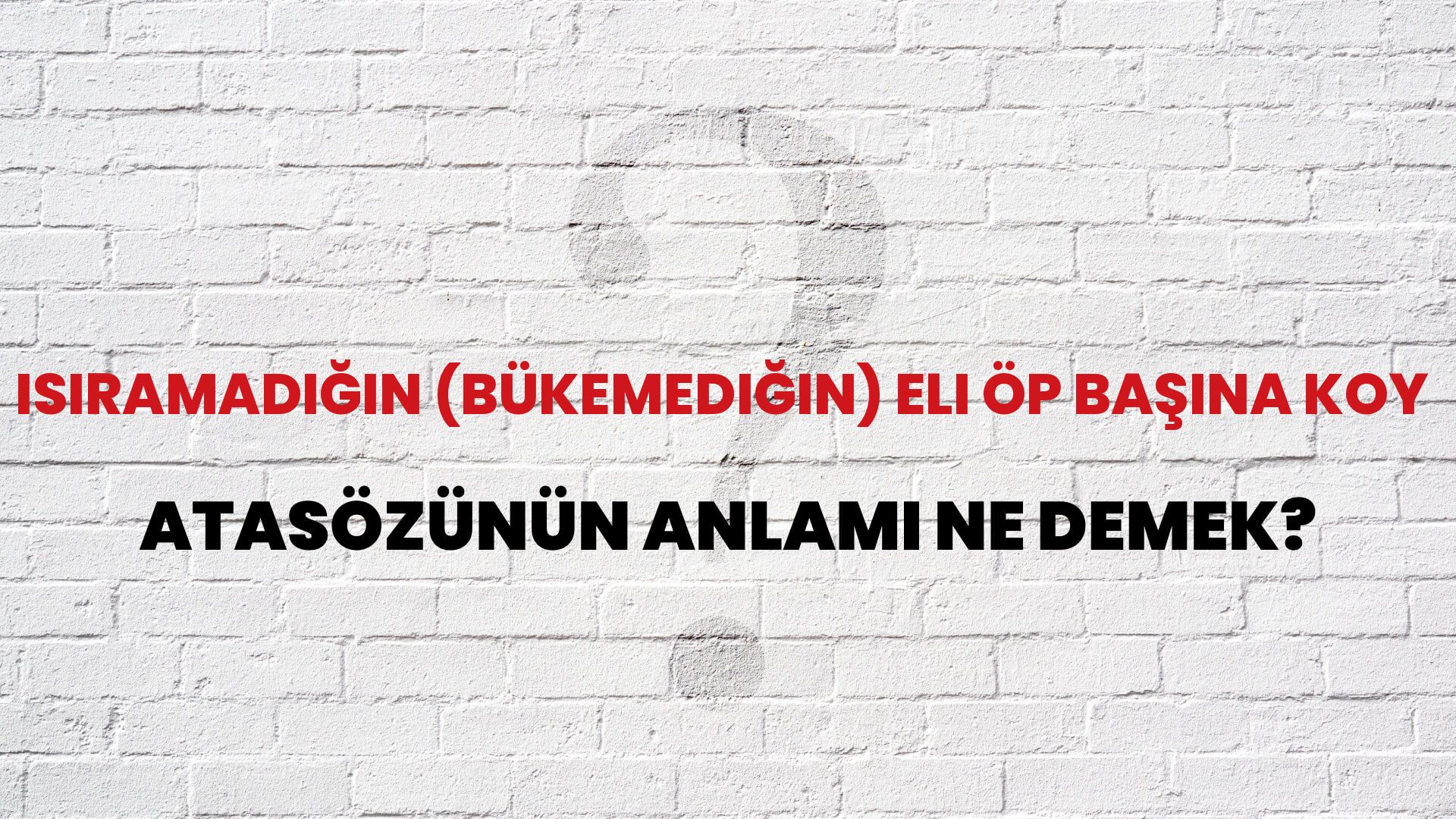 Isıramadığın (bükemediğin) eli öp başına koy Atasözünün Anlamı Ne Demek?