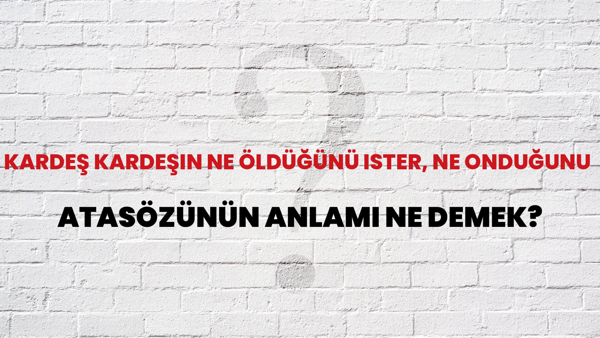 Kardeş kardeşin ne öldüğünü ister, ne onduğunu Atasözünün Anlamı Ne Demek?