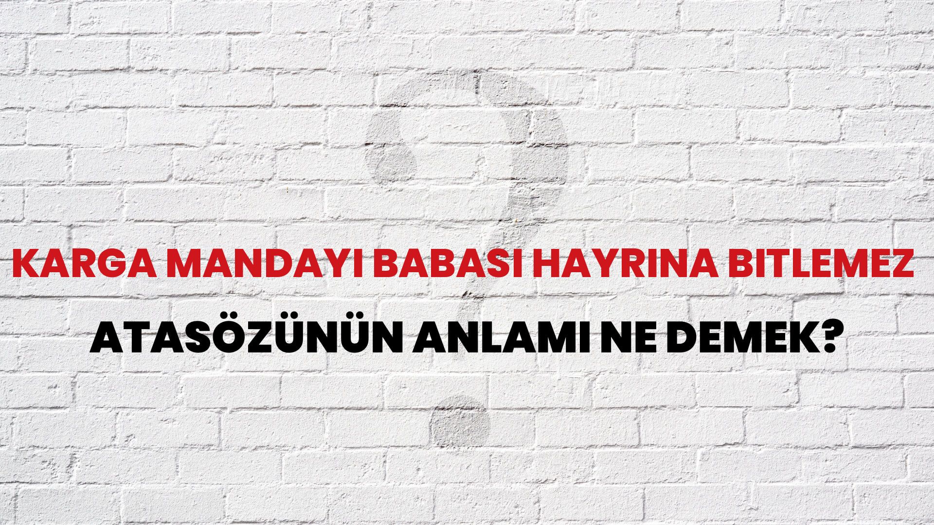 Karga mandayı babası hayrına bitlemez Atasözünün Anlamı Ne Demek?