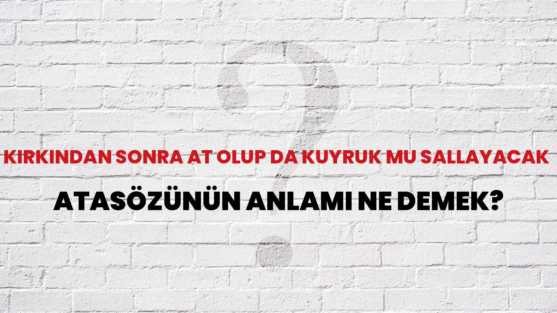 Kırkından sonra at olup da kuyruk mu sallayacak Atasözünün Anlamı Ne Demek?