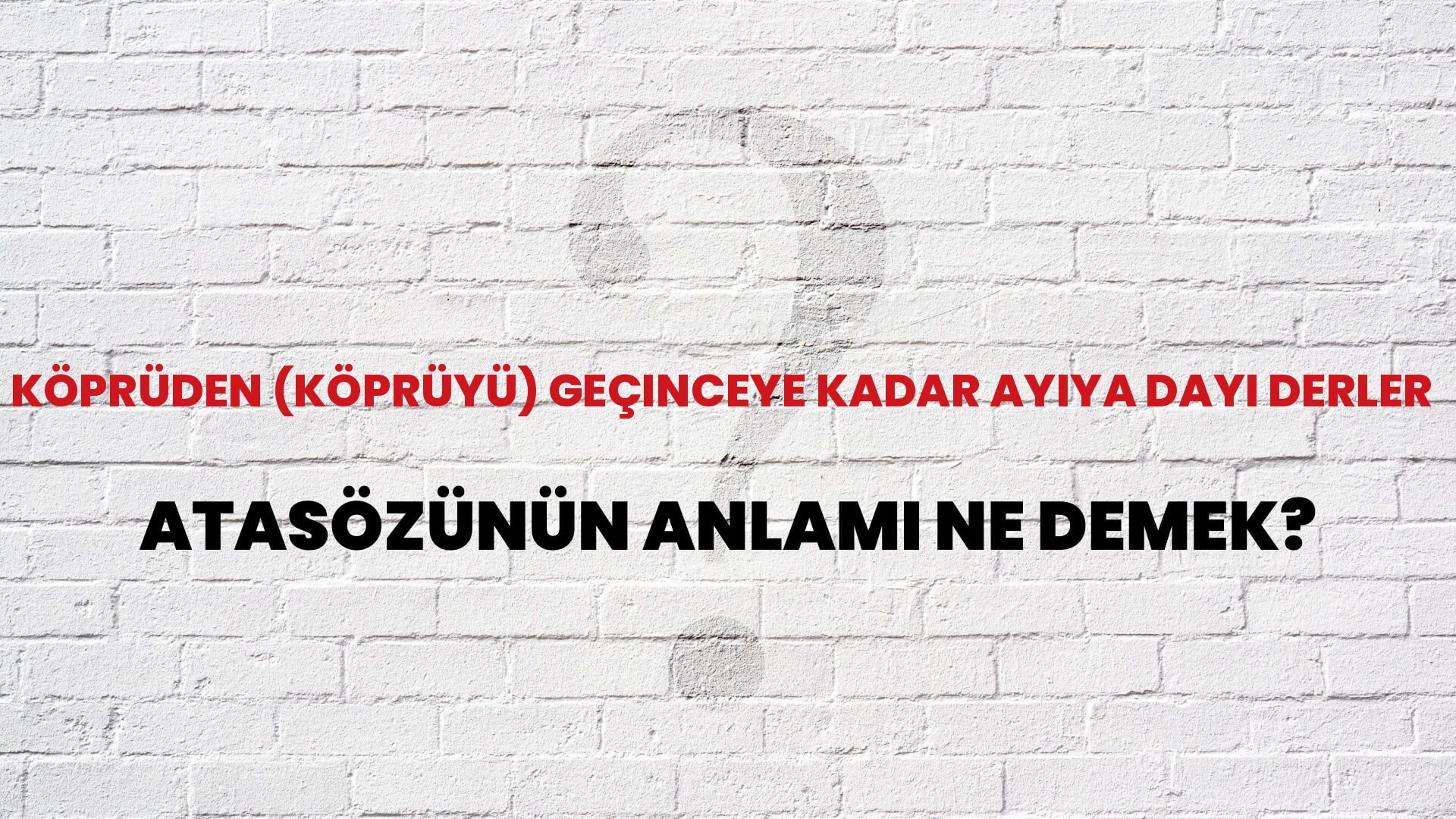 Köprüden (köprüyü) geçinceye kadar ayıya dayı derler Atasözünün Anlamı Ne Demek?