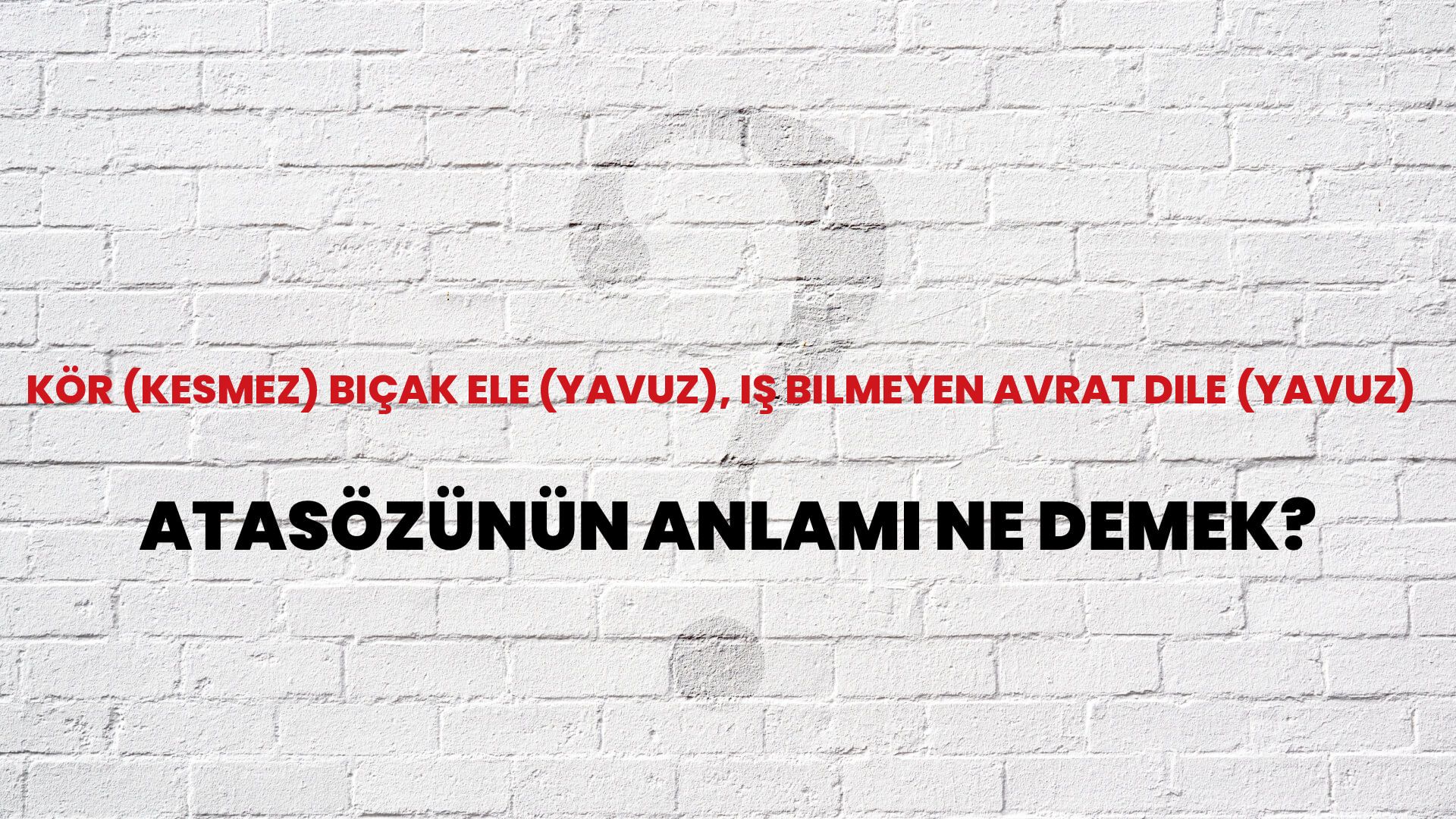 Kör (kesmez) bıçak ele (yavuz), iş bilmeyen avrat dile (yavuz) Atasözünün Anlamı Ne Demek?