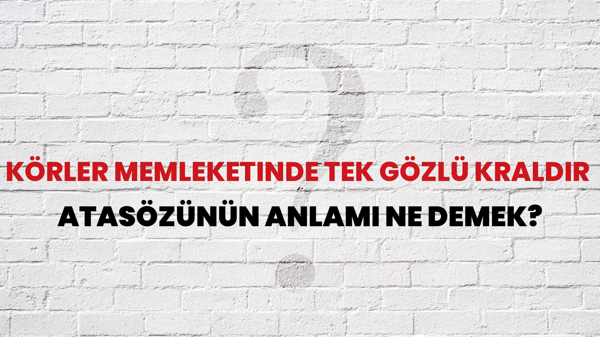 Körler memleketinde tek gözlü kraldır Atasözünün Anlamı Ne Demek?