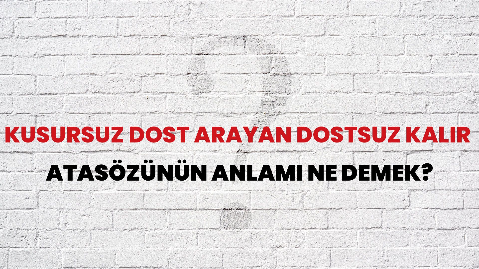 Kusursuz dost arayan dostsuz kalır Atasözünün Anlamı Ne Demek?