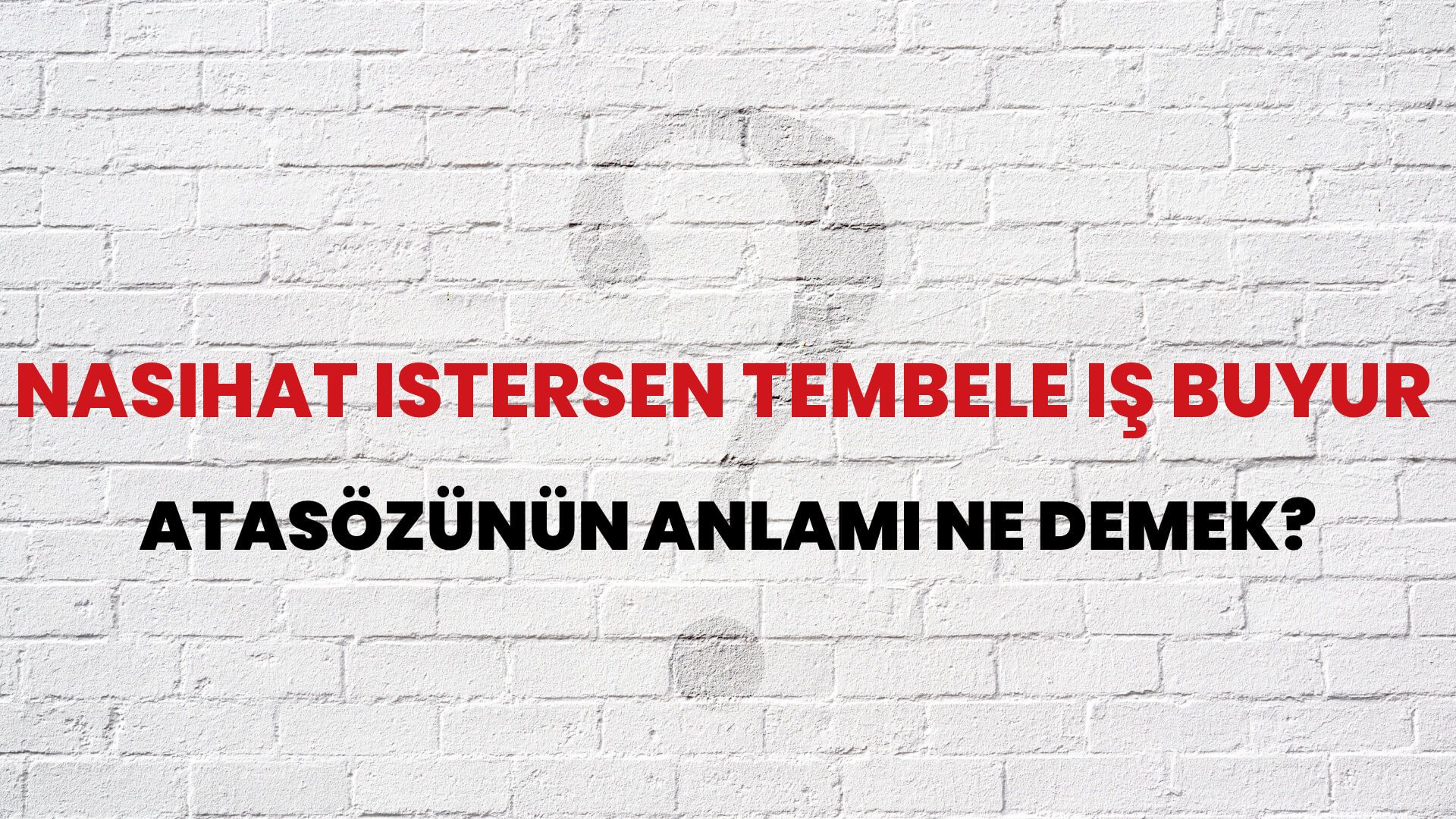 Nasihat istersen tembele iş buyur Atasözünün Anlamı Ne Demek?