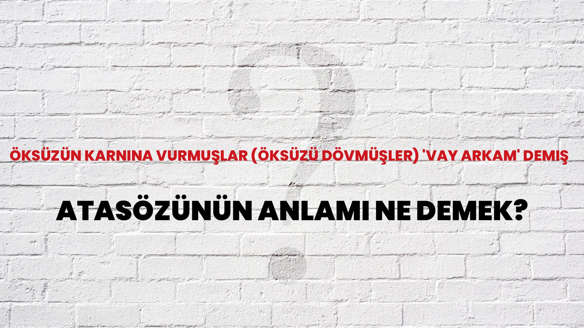 Öksüzün karnına vurmuşlar (öksüzü dövmüşler) 'vay arkam' demiş Atasözünün Anlamı Ne Demek?