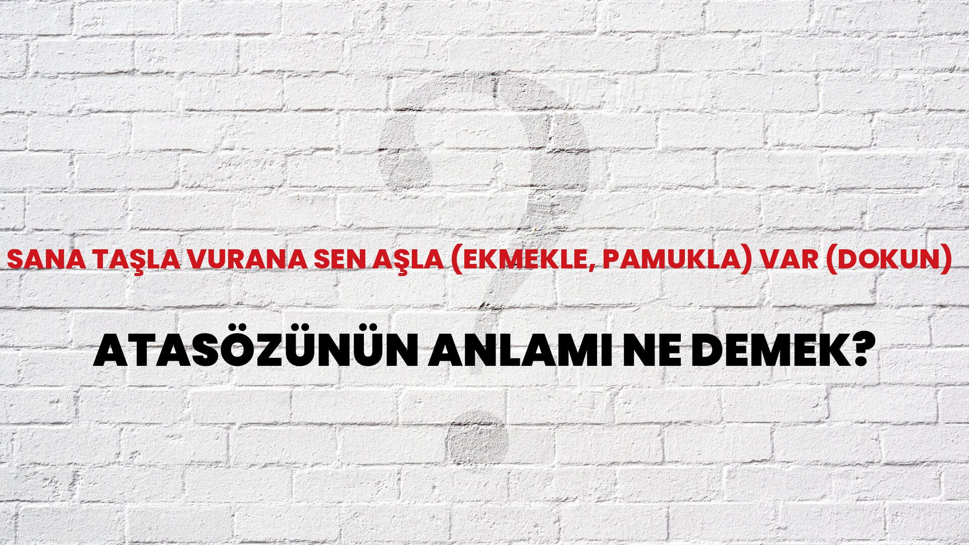 Sana taşla vurana sen aşla (ekmekle, pamukla) var (dokun) Atasözünün Anlamı Ne Demek?