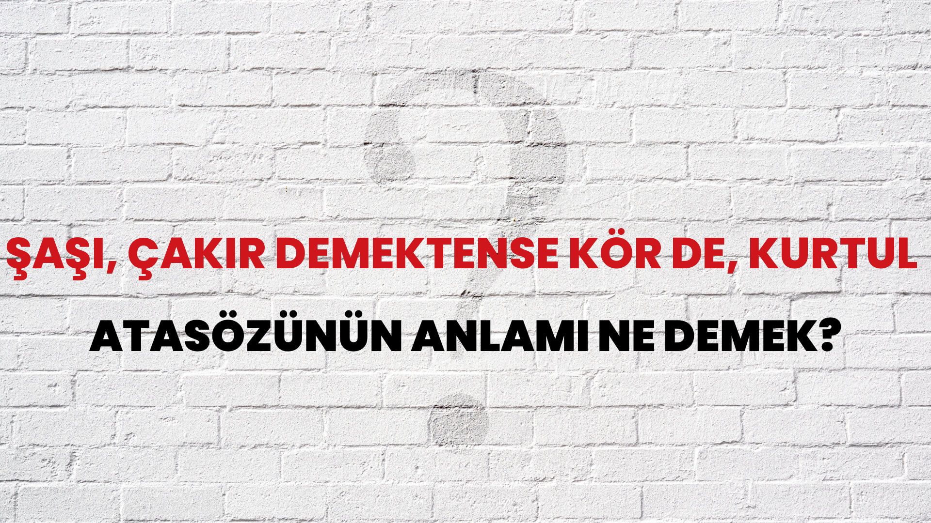 Şaşı, çakır demektense kör de, kurtul Atasözünün Anlamı Ne Demek?